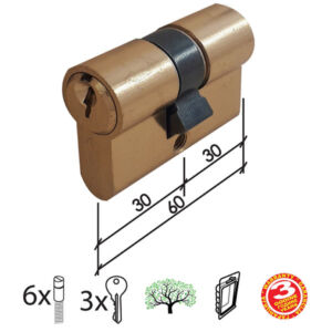 Cilindar za vrata 60mm (30-30) 3 ključa